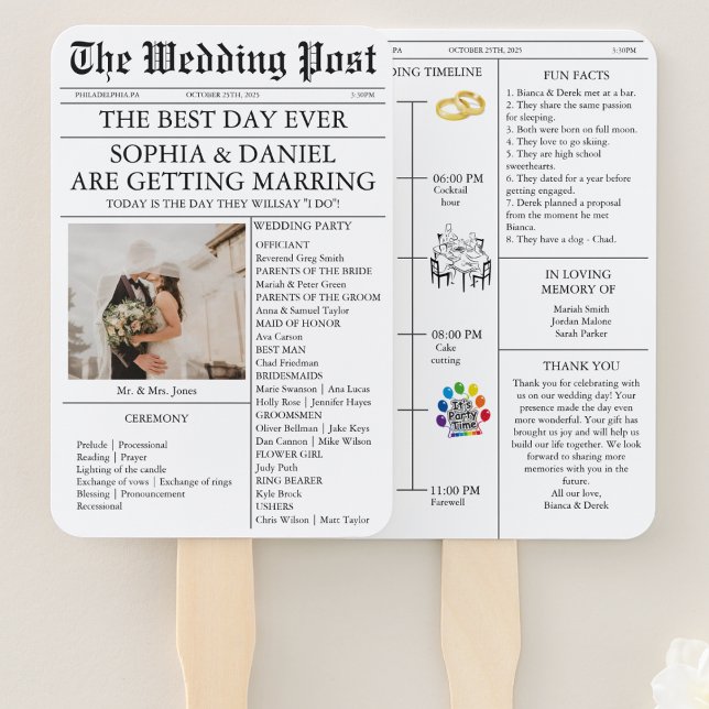 Abanico Programa de matrimonio al estilo de un periódico c (Subido por el creador)