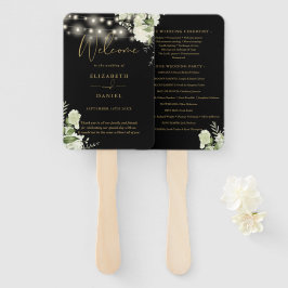 Abanico Programa de matrimonio Black Gold Floral String Li