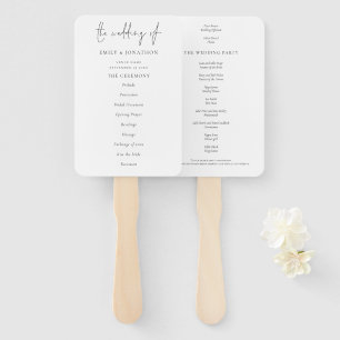 Abanico Programa de matrimonio blanco negro de texto simpl