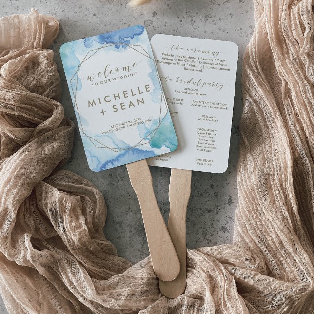 Abanico Programa de matrimonio de acuarela geométrica (Subido por el creador)