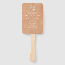 Abanico Programa de matrimonio de acuarela rústica