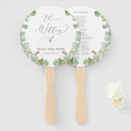 Abanico Programa de matrimonio de caligrafía de vegetación