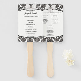 Abanico Programa De Matrimonio De Damasco Elegante En Blan