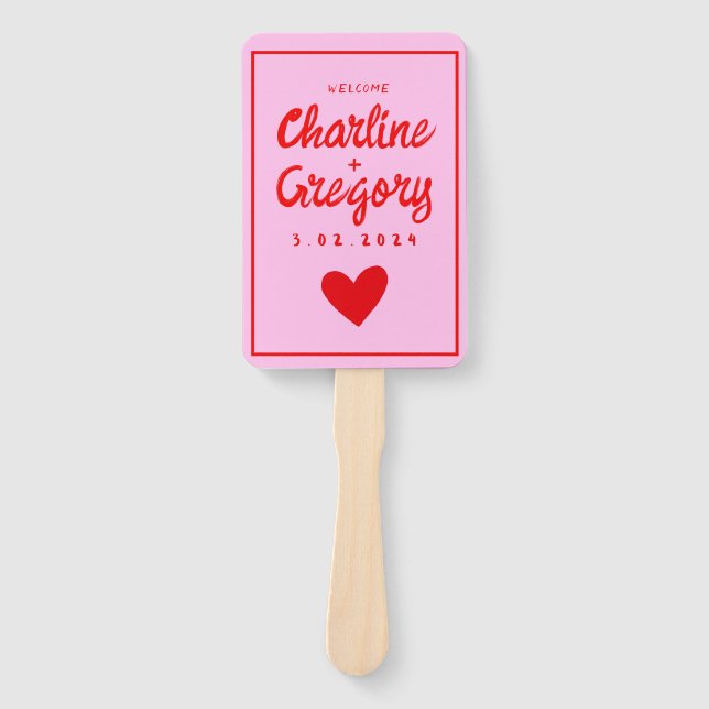 Abanico Programa de matrimonio de escritura a mano de esti (Anverso)