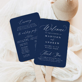 Abanico Programa de matrimonio de la Marina de caligrafía