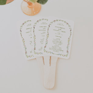 Abanico Programa de matrimonio de marco de flor silvestre