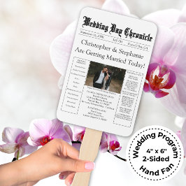 Abanico Programa de matrimonio de periódico de Moda minima