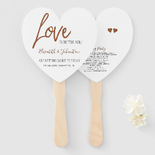 Abanico Programa de matrimonio de purpurinas de cobre de t
