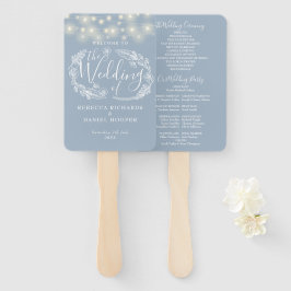 Abanico Programa de matrimonio Dusty Blue String Lights