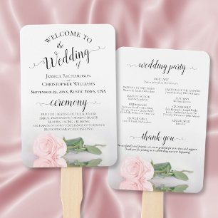 Abanico Programa de matrimonio elegante rosa rosa de Rubor