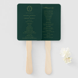 Abanico Programa de matrimonio esmeralda de Escudo de oro