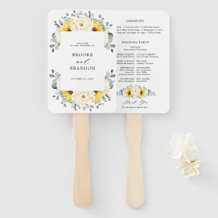 Abanico Programa de matrimonio floral Sunflower Ivory Peon