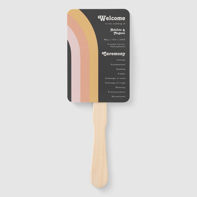 Abanico Programa de matrimonio negro arcoiris de los 70 en (Anverso)