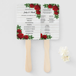 Abanico Programa de matrimonio para Navidades de Rosas Roj