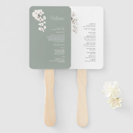 Abanico Programa de matrimonio para orquídeas blancas verd