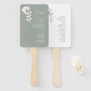 Abanico Programa de matrimonio para orquídeas blancas verd