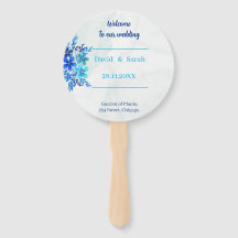 Programa de matrimonio personalizado azul con flor