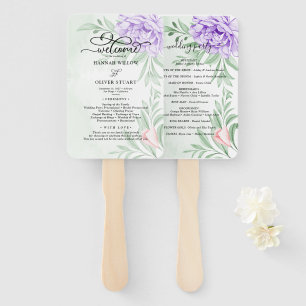 Abanico Programa de matrimonio: Púrpura Peony Rosa Greener