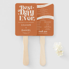 Abanico Programa de matrimonio retro-Naranja moderno