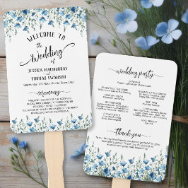 Abanico Programa de matrimonio Rustic Dusty Blue Boho Wild