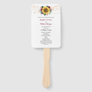 Abanico Programa de matrimonio Rustic Sunflower String Lig