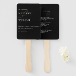 Abanico Programa de matrimonio simple en blanco y negro