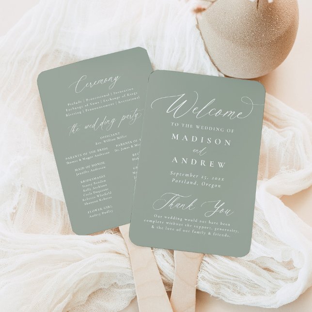 Abanico Programa de Matrimonio Verde en Caligrafía Moderna (Subido por el creador)