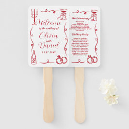 Abanico Programa de menú boda dibujado a mano