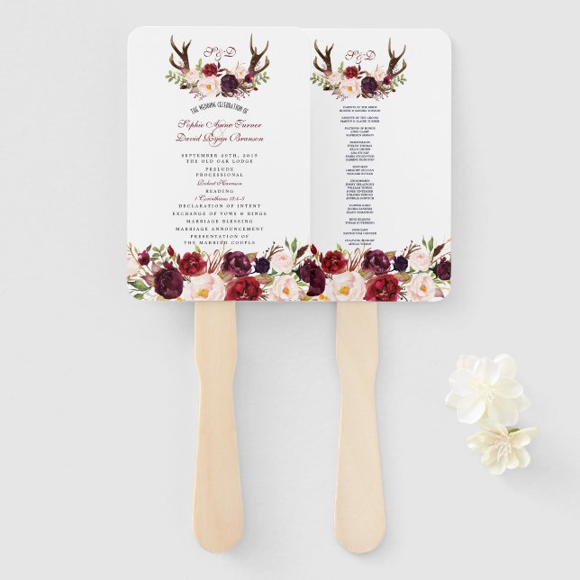 Abanico Programa de monograma para los agentes florales de (Anverso y reverso)