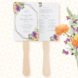 Abanico Programa de octagón floral de color de agua violet