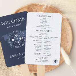 Abanico Programa de Pasaporte de Boda de Destino Azul de M