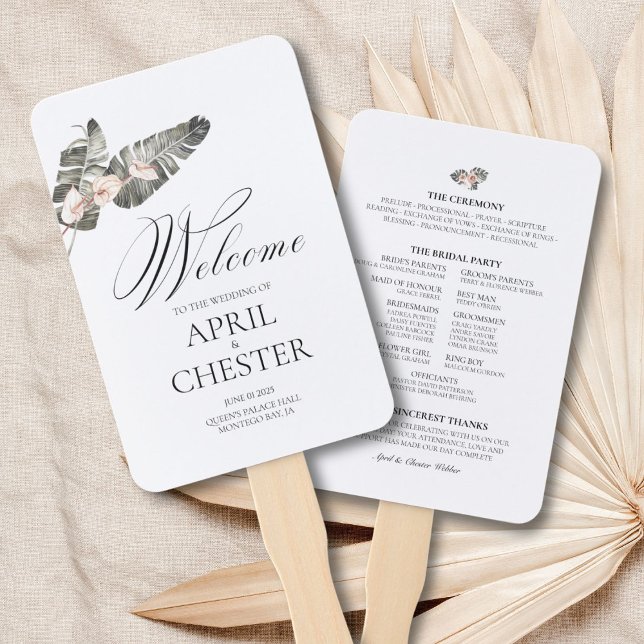 Abanico Programa de Ventiladores Bodas tropicales de la pa (This fan program is the perfect touch to any outdoor destination event.)
