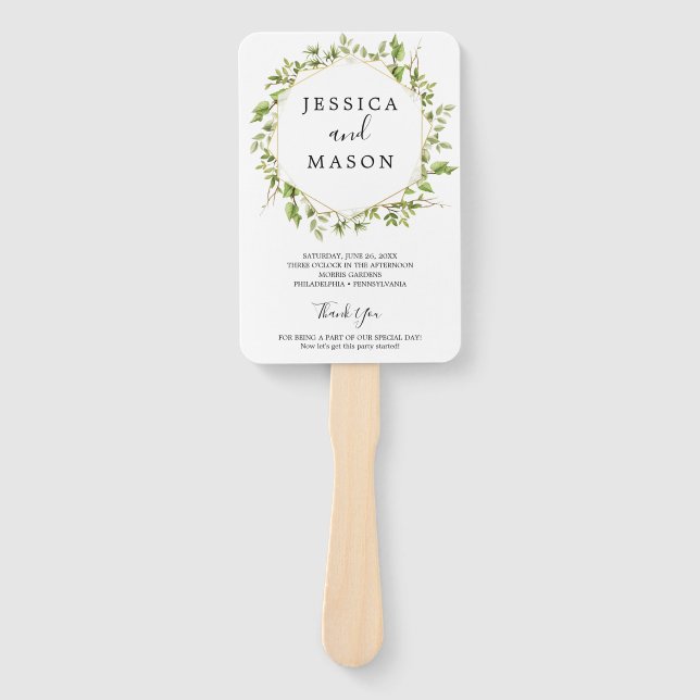 Abanico Programa de Ventiladores de Woodland Greenery Boda (Anverso)