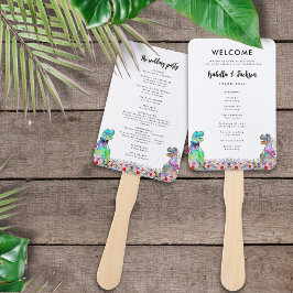 Abanico Programa del Día de la Boda con Tema de Dinosaurio