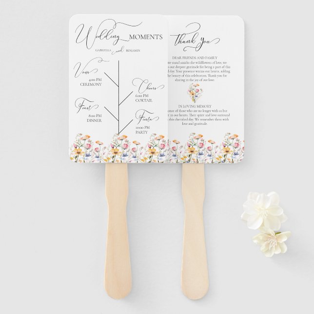 Abanico Programa del Día de la Boda de Pradera de Flor Sil (Anverso y reverso)