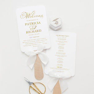 Abanico Programa del Orden de la Ceremonia de Boda Dorado