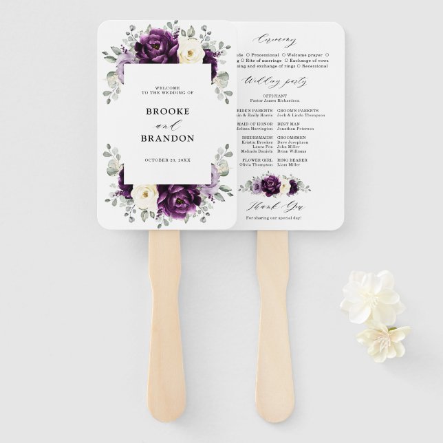 Abanico Programa Eggplant Purple Plum Marfil - Boda Blanca (Anverso y reverso)