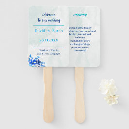 Abanico Programa Elegante Blue Custom Wedding