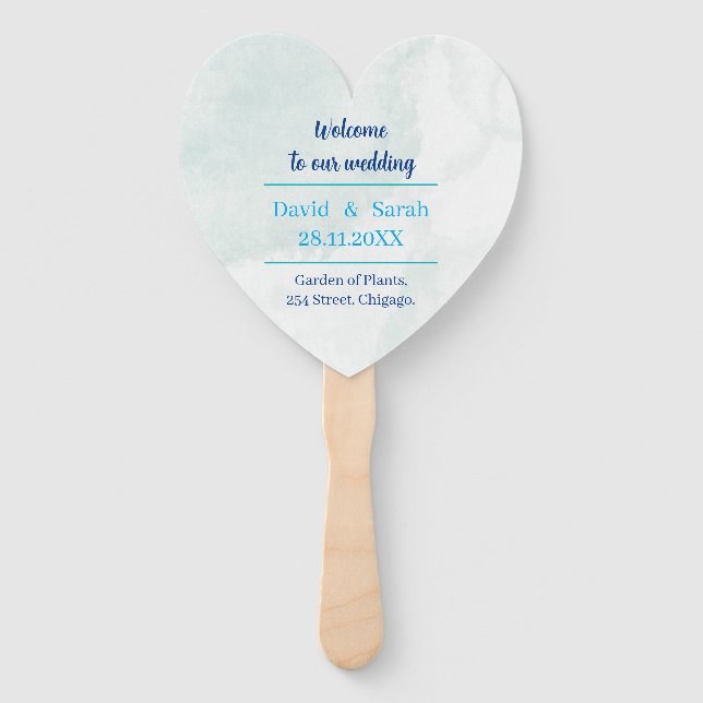 Abanico Programa Elegante Blue Personalized Wedding (Anverso)