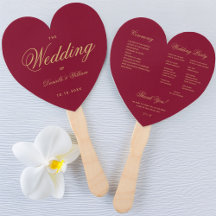 Programa Elegante de Boda Burgundy Heart Gold Scri
