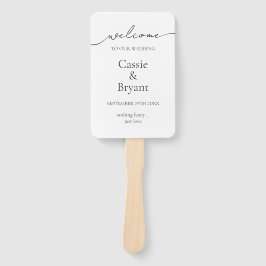 Abanico Programa Elegante de Boda con Guión Blanco y Negro