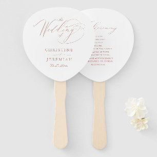 Abanico Programa Elegante de Boda con Guión de Oro de Rosa