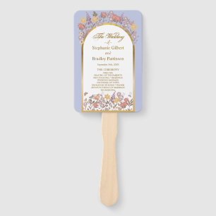 Abanico Programa Elegante de Boda de Flor Silvestre Lavend