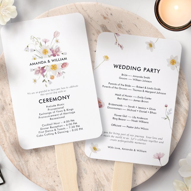 Abanico Programa Elegante de Boda Floral (Subido por el creador)