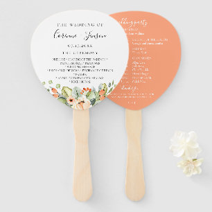 Abanico Programa Elegante de Boda Floral de Color de Agua