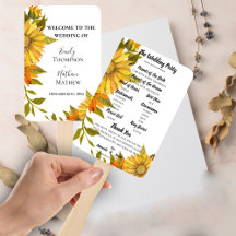 Programa Elegante de Boda Floral de Girasol