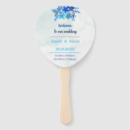 Abanico Programa Elegante de Boda Personalizada de Flor Az