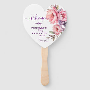 Abanico Programa Elegante de Boda Rosa Rosa Púrpura