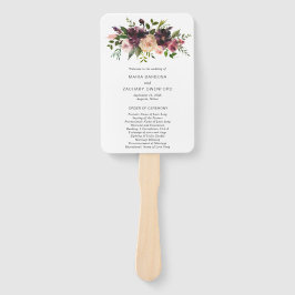 Abanico Programa Elegante Morado Burgundy Floral Wedding