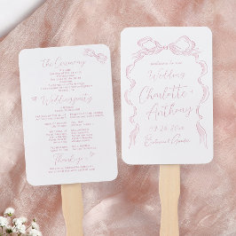 Abanico Programa Elegante Pastel de Boda con Mano Rosa Dib